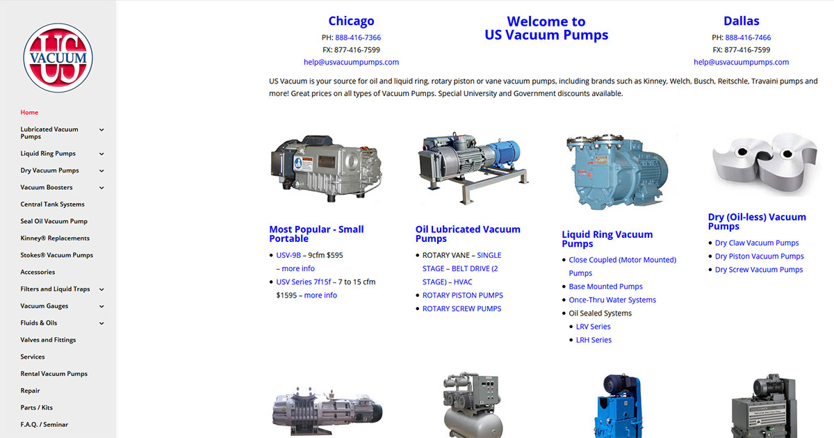 US Vacuum Pumps - Chicago and Dallas